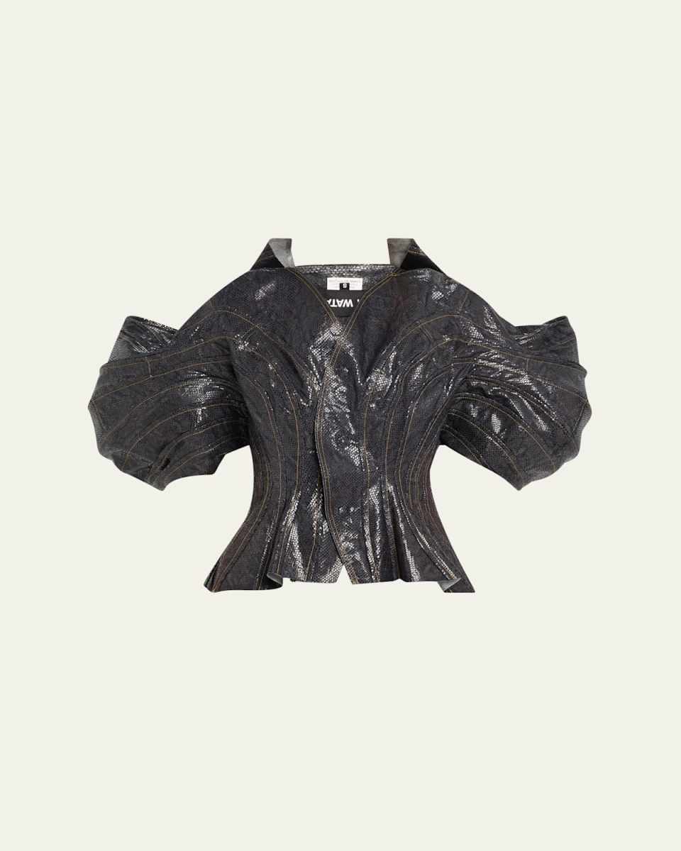Structured Denim Foiled Print Jacket